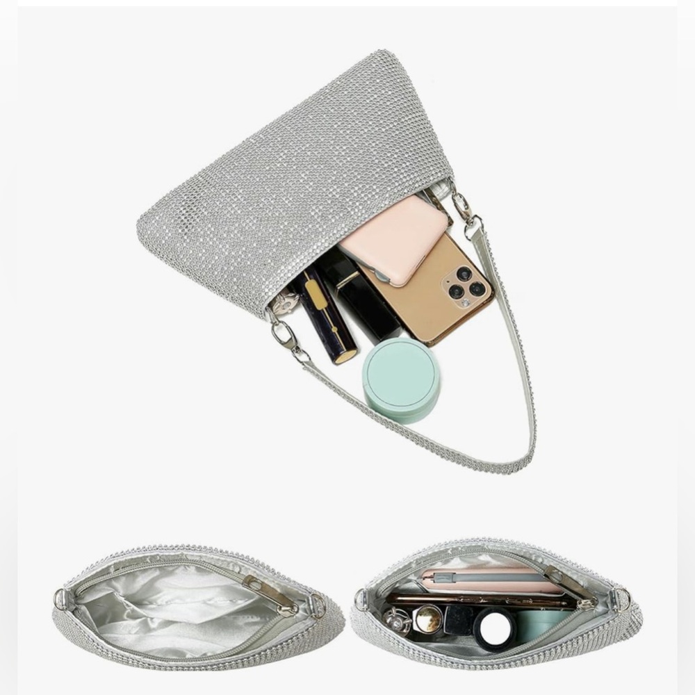 Silver Rhinestone Clutch Purse - Picture 9 of 10